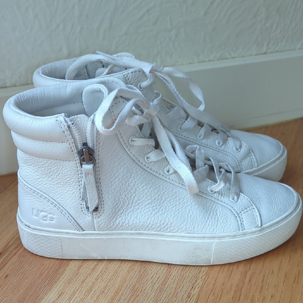 UGG Olli White Leather High-Top Sneakers 7
